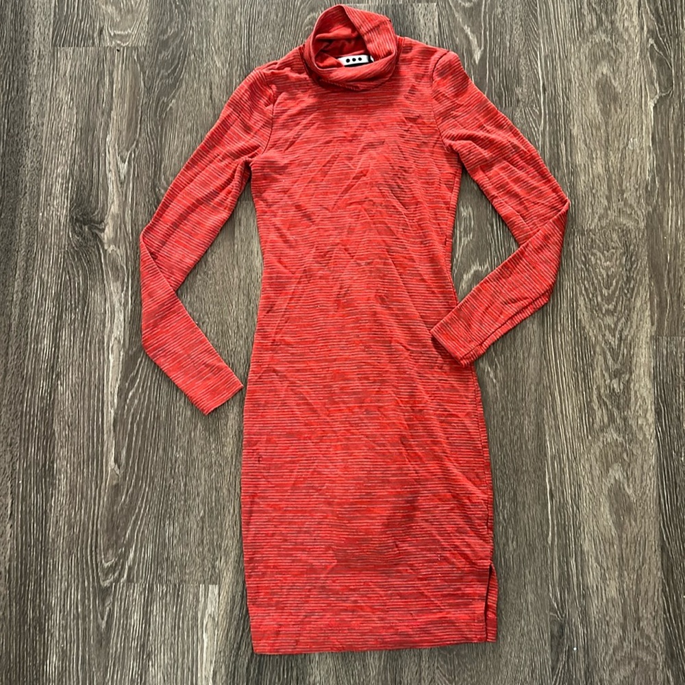 Three dots turtleneck dress knit longsleeve orange size XS fall